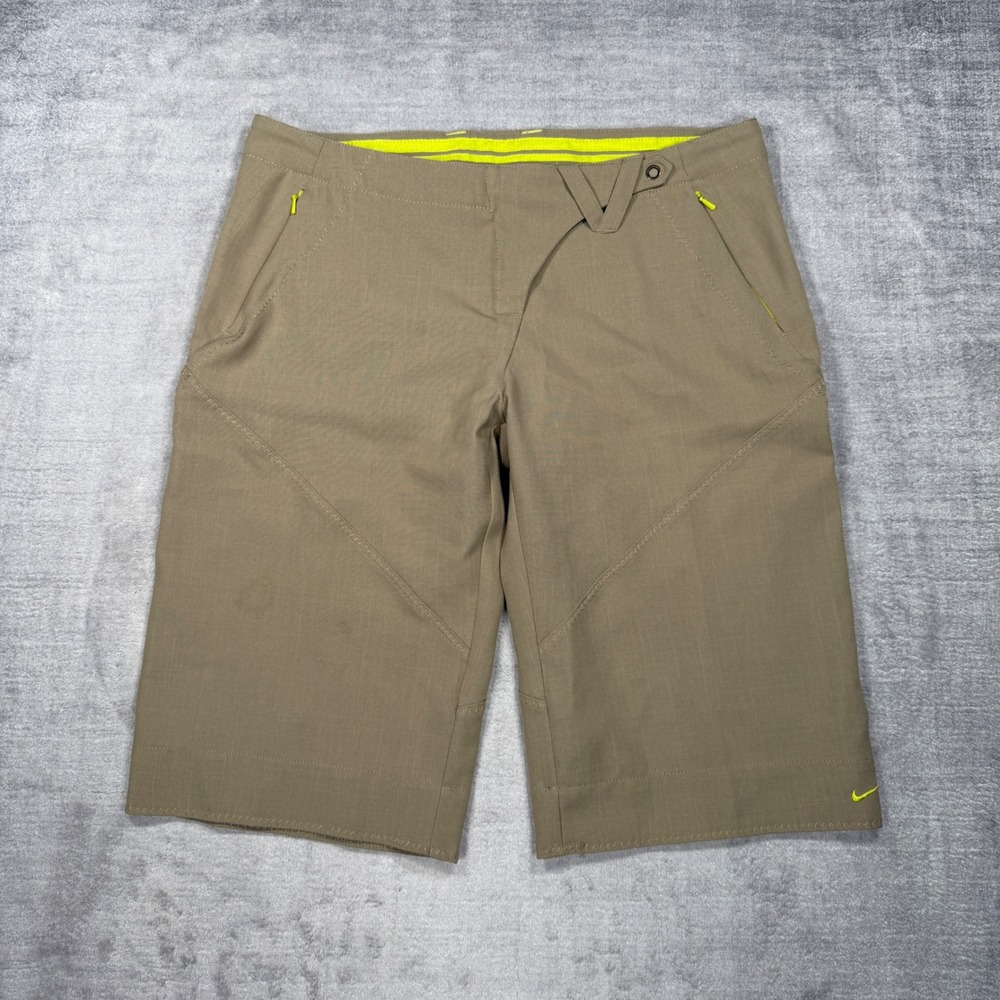 Nike Shorts Mens Medium Tan Khaki Neon Vintage Y2K Performance Hiking Outdoors